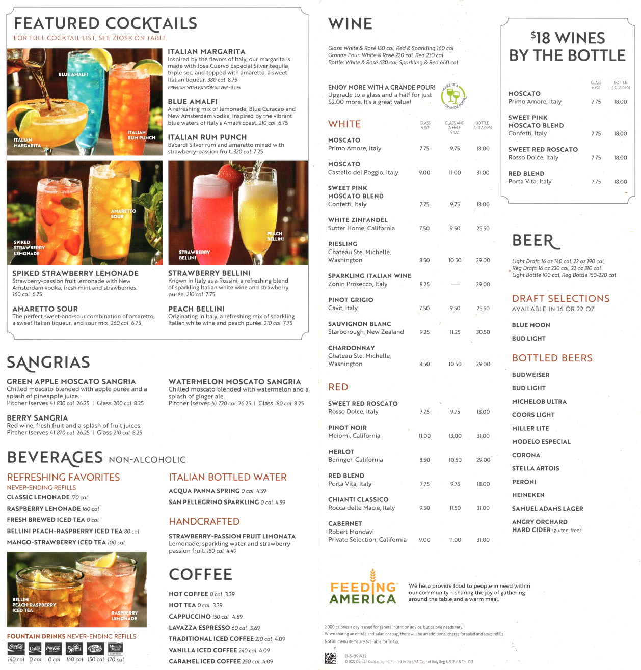 Olive Garden Drink Menu